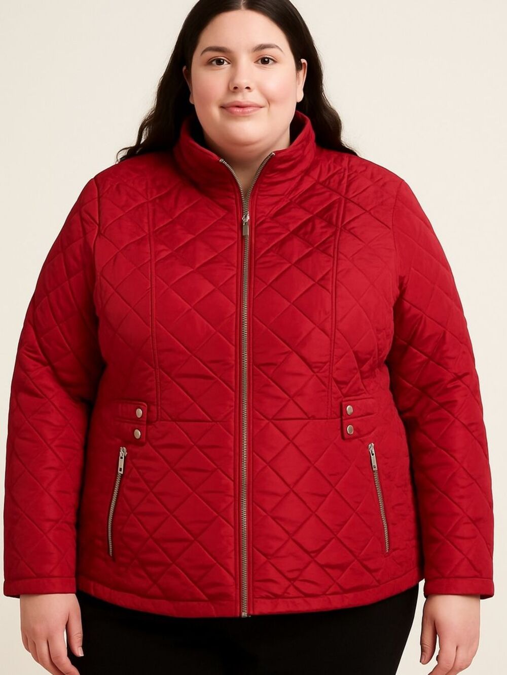 GUESS Women's Red Quilted Puffer Jacket XL